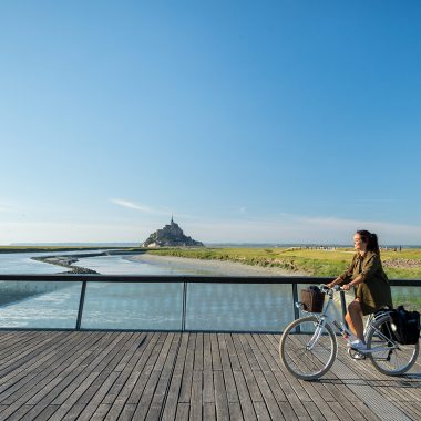 Cycling at the Mont-Saint-Michel