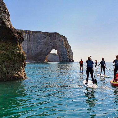 Paddle boarding in Etretat
