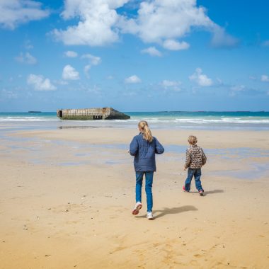Kids on Arromanches beach